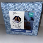 Mainstays Super Soft Sheet Set T/txl Brushed Microfiber Blue Cool Geo/ New. Fixed Price $15.99.