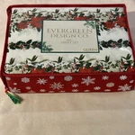 Evergreen Design Co Poinsettia & Holly Queen Sheet 4PC Holiday Bedding Gift. Fixed Price $57.98.