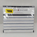 Tommy Hilfiger Blue White Stripe Ticking Cotton Blend Twin Sheet Set 3PC New. Fixed Price $44.99.