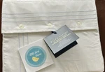 Ralph Lauren Queen Flat Sheet White Hyacinth Blue Organic Cotton Handkerchief Em. Fixed Price $59.99.