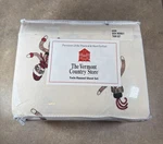 Vermont Country Store Sock Monkey Flannel Sheet Set Twin Flat Fitted Pillowcase. Fixed Price $58.61.