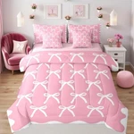Erosebridal Pink Princess Comforter Set Sheets 7 Piece White Coquette Bows Bed. Fixed Price $101.16.