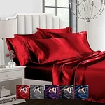 Ahmedani Linen 6 Pc Satin Red Queen Duvet Cover Sheet 4 Pillowcases. Fixed Price $29.99.