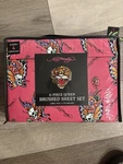 Ed Hardy Pink With Skull Butterflies & Roses 6PC Queen Sheet Set W/4 Pillowcases. Fixed Price $55.00.