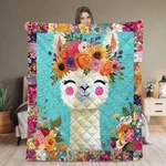 Boho Llama Floral Quilt Blanket Alpaca Throw Farmhouse Gift Bedding Decors. Fixed Price $51.66.