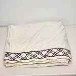Martex Luxor Solid White Twin Flat Sheet Embroider Brown Bamboo Lattice Edge. Fixed Price $19.99.