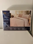Home Living Deep Pocket King Sheet Set 380 Thread Count Sateen Stripe. Fixed Price $15.00.