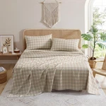 Queen Sheets Cotton Flannel Bedding W/ Matching Pillowcases Ultra-soft Plaid. Fixed Price $48.68.