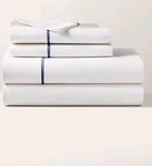 Ralph Lauren Palmer Percale Queen Flat Sheet Organic Cotton White Navy Trim New. Fixed Price $45.00.