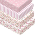 4 Pack Crib For Baby Pink Flower Soft Bed Set 52'' X 28" Nu.... Fixed Price $45.25.