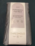 Queen 400 Thread Count Performance Flat Sheet Classic Gray - Threshold: Cotton. Fixed Price $12.00.