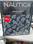 Nautica 4 Piece King Sheet Set Carrington Navy Blue 300 Ct 100% Pure Cotton. Fixed Price $49.95.