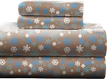 Pointehaven Heavy Weight Flannel Cotton Sheet SET,1 Queen, Snow Flakes/tan. Fixed Price $96.29.
