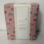 Papyrus King Sheet Set Pink/dusty Rose Bows 100% Cotton Percale Cottagecore Chic. Fixed Price $74.95.