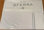 Sferra Grande Hotel Bedding 100% Cotton - Made Italy Queen Flat White/blue. Fixed Price $168.00.