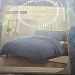 Signature Suite Full/queen Blue Set Geometric Pattern Quilted. Fixed Price $122.00.