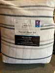 New Mainstays King Flannel Sheet Set White With Black Stripes. Fixed Price $38.00.