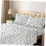 Sheet Set - 4 Piece Bedding Brushed Microfiber Soft King Leafy Tranquil. Fixed Price $46.96.