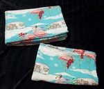 Nick & Nora Airstream Flamingo Twin Flannel Flat Sheet Pillowcase Christmas. Fixed Price $29.99.
