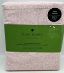 Kate Spade Queen Sheet Set 100% Cotton Percale Chalk Pink Outline Hearts New. Fixed Price $59.95.