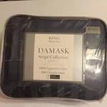 Wamsutta Damask 500 Thread Ct Navy King Sheet Set, 100% Egyptian Cotton. Fixed Price $229.99.