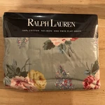 Vintage Ralph Lauren Seaside Cottage Lane Floral Green Twin Flat Sheet Made Usa. Fixed Price $80.00.