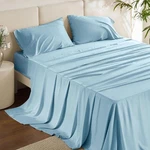 Bedsure Cooling Sheet Set, Rayon Derived From Bamboo, Soft, Blue/turquoise, King. Fixed Price $32.00.