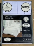 New 6 Piece Organic Bamboo Queen Size Sheet Set, White - Deep Pockets, Egyptian. Fixed Price $34.99.