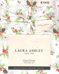 Laura Ashley King Sheet Set Pinecone Toss Green 4PC Red Berry Farmhouse Holiday. Fixed Price $86.39.
