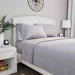 Queen Silver Bed Linen Set 4 Piece Deep Pocket Microfiber Sheets 90 Gsm. Fixed Price $25.39.
