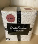 Dwell Studio King Size 4 Pc Sheet Set Geometric Design Tan 100% Cotton Percale. Fixed Price $87.77.