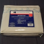 New Huntington Home Embroidered Microfiber 4 Piece Bed Sheet Set King Beige Aldi. Fixed Price $30.00.