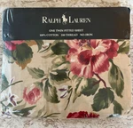 New Vtg Ralph Lauren Constance Cream Floral Cottage, Twin Fitted Sheet, Nip. Fixed Price $65.00.