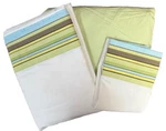Twin Complete Sheet Set White With Green Blue Brown Stripes Echo 100% Cotton. Fixed Price $25.99.