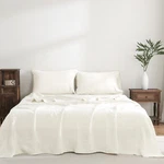 100% France Linen Sheets 4 Pcs Set Flat Fitted 2 Pillowcases. Fixed Price $204.99.