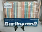 Vtg Burlington Caress Cotton Twin Fitted Sheet Nip Stripped Britannica Pattern. Fixed Price $22.99.