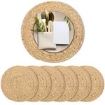Kochorie Set Of 6 Round Woven Placemats 12-INCH Natural Water Hyacinth Plant .... Fixed Price $28.54.
