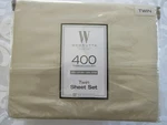 New Wamsutta Twin Sheet Set 100% Cotton Sateen Weave 400 Thread Count Beige/tan. Fixed Price $39.99.