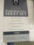 King Sheet Set Deep Pocket 6 Piece Members Mark 500 Thread Count. Fixed Price $39.99.
