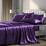 Satin Sheet Set 6PC Luxury Silky Purple Deeppocket Fitted Flat 4 Pillowcases. Fixed Price $42.35.
