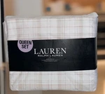 Lauren Ralph Queen Erica Tan Pink Plaid 4PC.EXTRA Deep Fitted Sheet Nwt. Fixed Price $74.99.