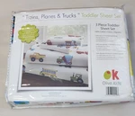 Olive Kids Toddler Sheet Set Trains Planes Trucks Tractors Buses 3 Piece Cotton. Fixed Price $44.00.
