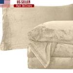Cozy Velvet Flannel Sheet Set 4-PIECE Fitted Flat Standard Pillowcases New. Fixed Price $55.65.