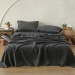 Simple&opulence 100% Linen Sheet Set With Embroidery Washed - 3 Pieces (1 Fla.... Fixed Price $147.98.