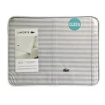 Lacoste Queen Sheet Set 100% Cotton Percale Lightweight Grey Dash Stripe New. Fixed Price $54.99.