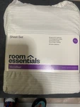 Room Essentials King Printed Microfiber Sheet Set Sleek Silver Striped 4PC. Fixed Price $16.99.