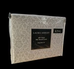 Laura Ashley Caden Grey Floral On White King Sheet Set. Fixed Price $69.95.