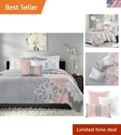 All-season Lola Floral Quilt Set Lightweight 6 Piece Bedding, Blush For Kings. Fixed Price $177.99.