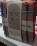 Tartan Plaid Holiday Full Sheet Set Red Green 400CT 100% Cotton Sateen Threshold. Fixed Price $29.99.