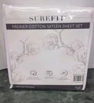 Surefit Premier 100% Cotton Sateen Striped Sheet Set White Full Size New. Fixed Price $19.95.